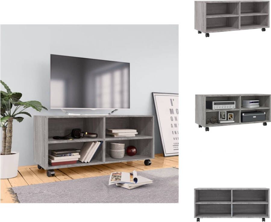 vidaXL TV-meubel Wieltjes Trendy TV-meubels Afmeting- 90 x 35 x 35 cm Kleur- Grijs Sonoma Eiken Kast