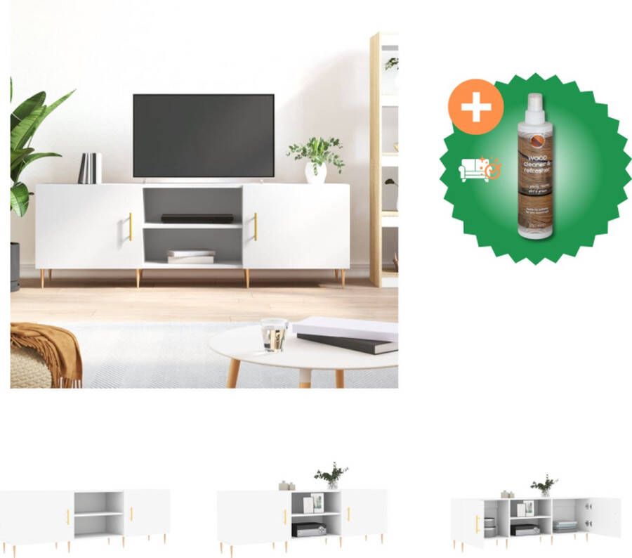 VidaXL Televisiekast Trendy Design 150 x 30 x 50 cm Wit Bewerkt Hout en IJzer Kast Inclusief Houtreiniger en verfrisser - Foto 3