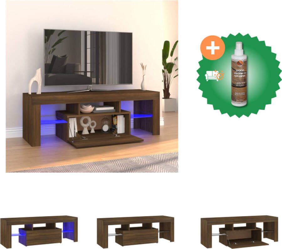 VidaXL TV-meubel LED-verlichting Moderne stijl Kleurrijke LED Opbergruimte USB-aansluiting Bruineiken 120 x 35 x 40 cm RGB Kast Inclusief Houtreiniger en verfrisser - Foto 2