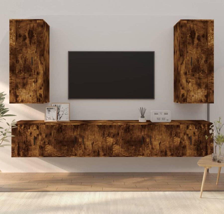 VidaXL Tv-kast Tv-kasten Tv-meubel Hifi-meubel 6-delige Tv-meubelset bewerkt hout gerookt eikenkleurig - Foto 3