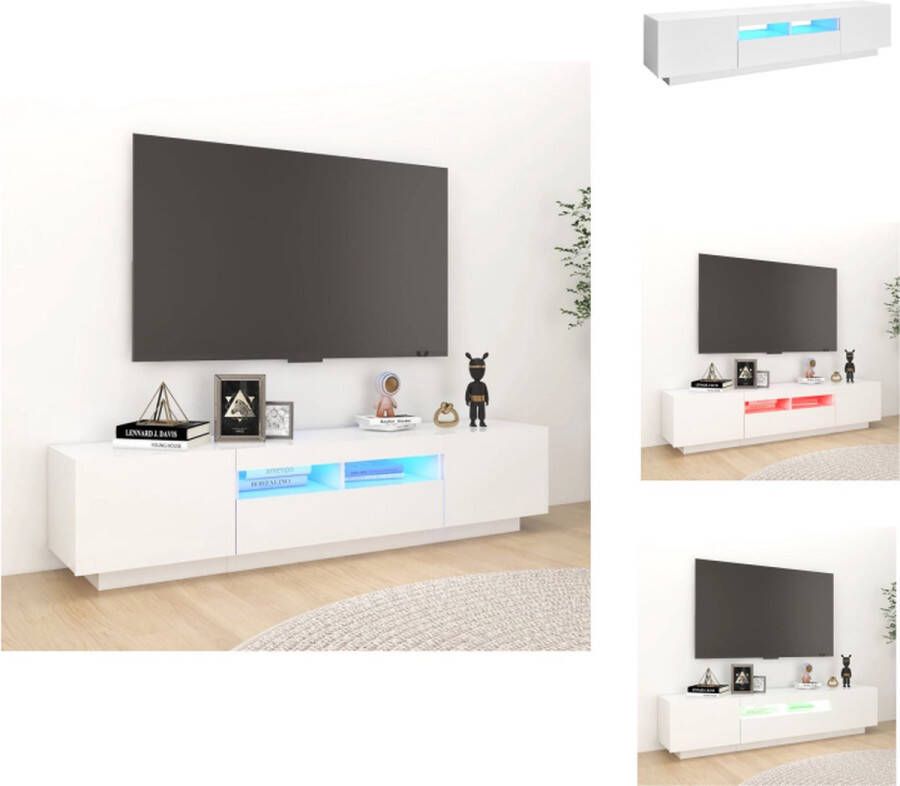 vidaXL TV-meubel XYZ TV-meubel 180 x 35 x 40 cm Met LED-verlichting Wit Kast