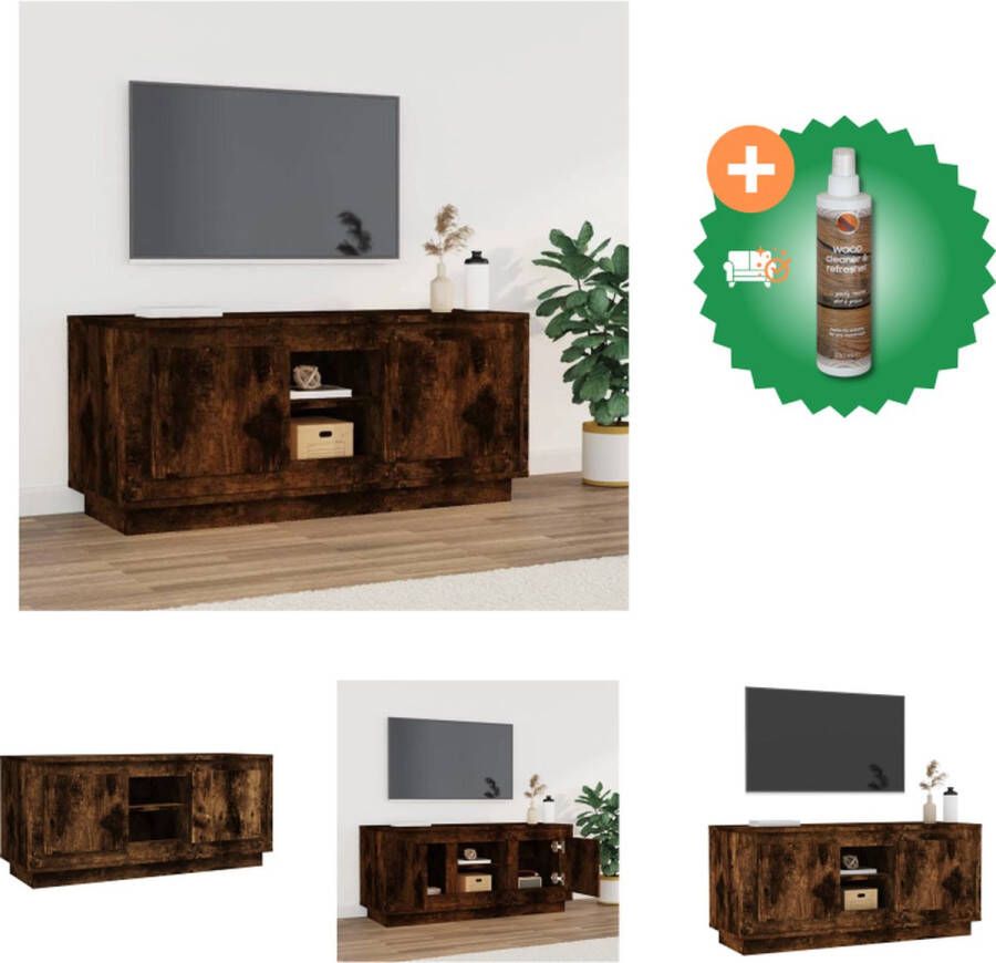 VidaXL Tv-meubel 102x35x45 cm bewerkt hout gerookt eikenkleurig Kast Inclusief Houtreiniger en verfrisser