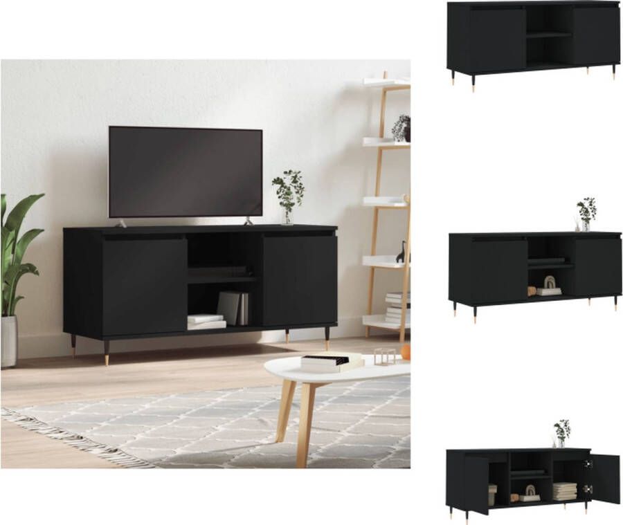 VidaXL TV-meubel Zwart 104 x 35 x 50 cm Opbergruimte Stabiel materiaal Kast