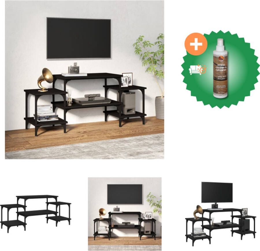 VidaXL TV-meubel zwart 117 x 35 x 52 cm Duurzaam bewerkt hout Voldoende opbergruimte Kast Inclusief Houtreiniger en verfrisser