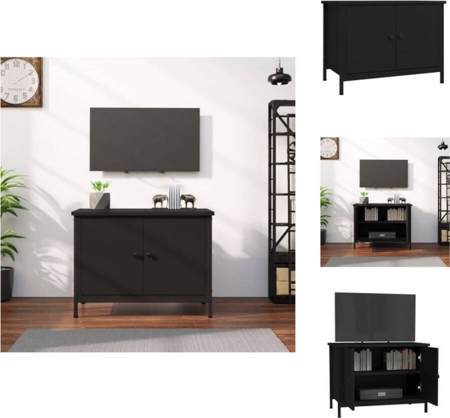VidaXL TV-meubel zwart 60 x 35 x 45 cm trendy ontwerp duurzaam hout voldoende opbergruimte stevig blad praktische deuren metalen voeten Kast