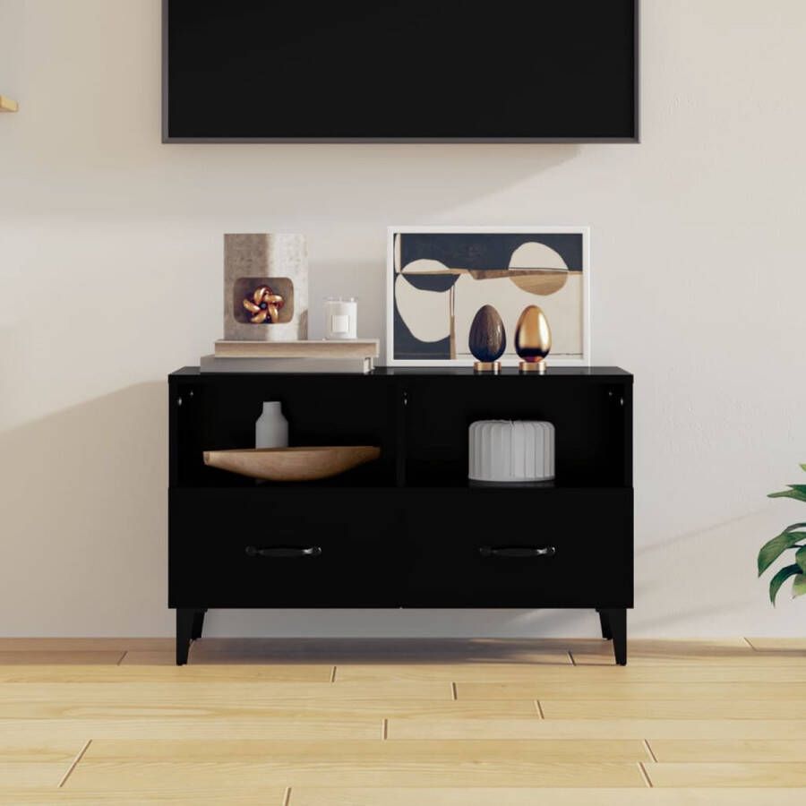 VidaXL Tv-kast Tv-kasten Tv-meubel Hifi-meubel Tv-meubel 80x36x50 cm bewerkt hout zwart - Foto 2