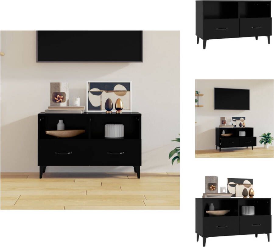 VidaXL Tv-kast Tv-kasten Tv-meubel Hifi-meubel Tv-meubel 80x36x50 cm bewerkt hout zwart - Foto 2