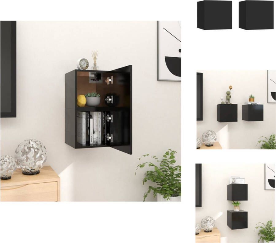 VidaXL Tv-kast Tv-kasten Tv-standaard Tv-standaarden Tv-wandmeubelen 2 st 30 5x30x30 cm zwart - Foto 3