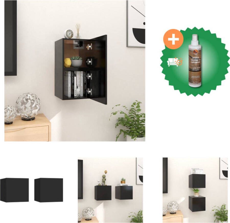 VidaXL TV-meubel zwart bewerkt hout 30.5 x 30 x 30 cm deur links rechts montage vereist Kast Inclusief Houtreiniger en verfrisser