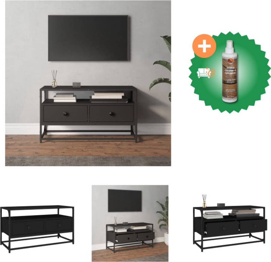 VidaXL TV-meubel Trendy TV-meubels 80 x 35 x 45 cm Zwart hout Kast Inclusief Houtreiniger en verfrisser - Foto 2