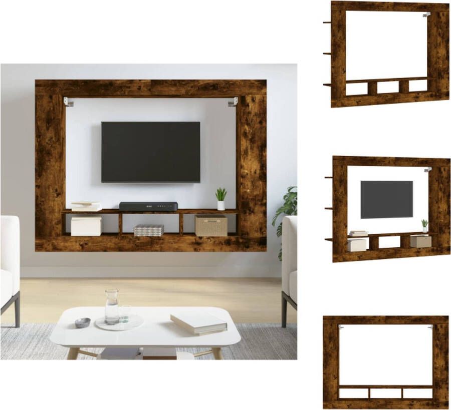 VidaXL Tv-meubel Tv-meubelen Tv-standaard Televisiemeubel Tv-meubel 152x22x113 cm bewerkt hout gerookt eikenkleurig