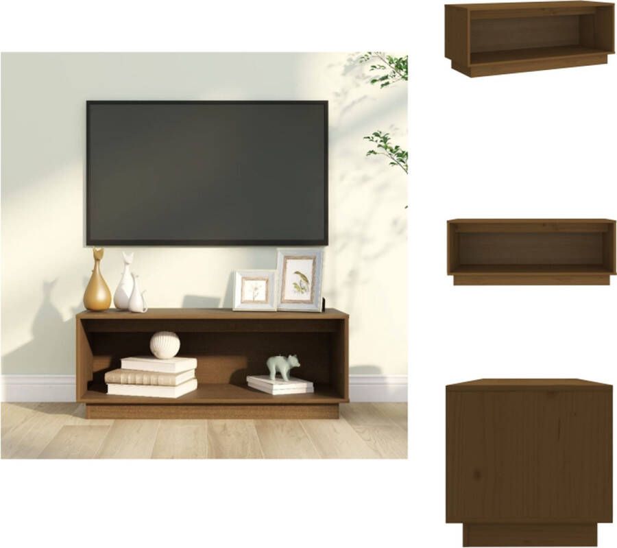 VidaXL Tv-kast Tv-kasten Tv-meubel Hifi-meubel Tv-meubel 90x35x35 cm massief grenenhout honingbruin