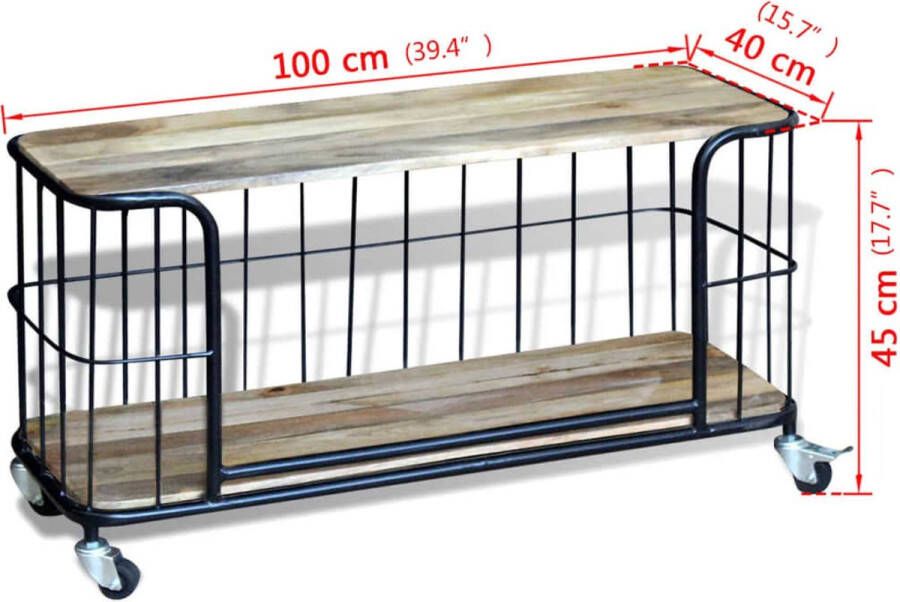 VidaXL -Tv-meubel100x40x45-cm-massief-mangohout - Foto 2