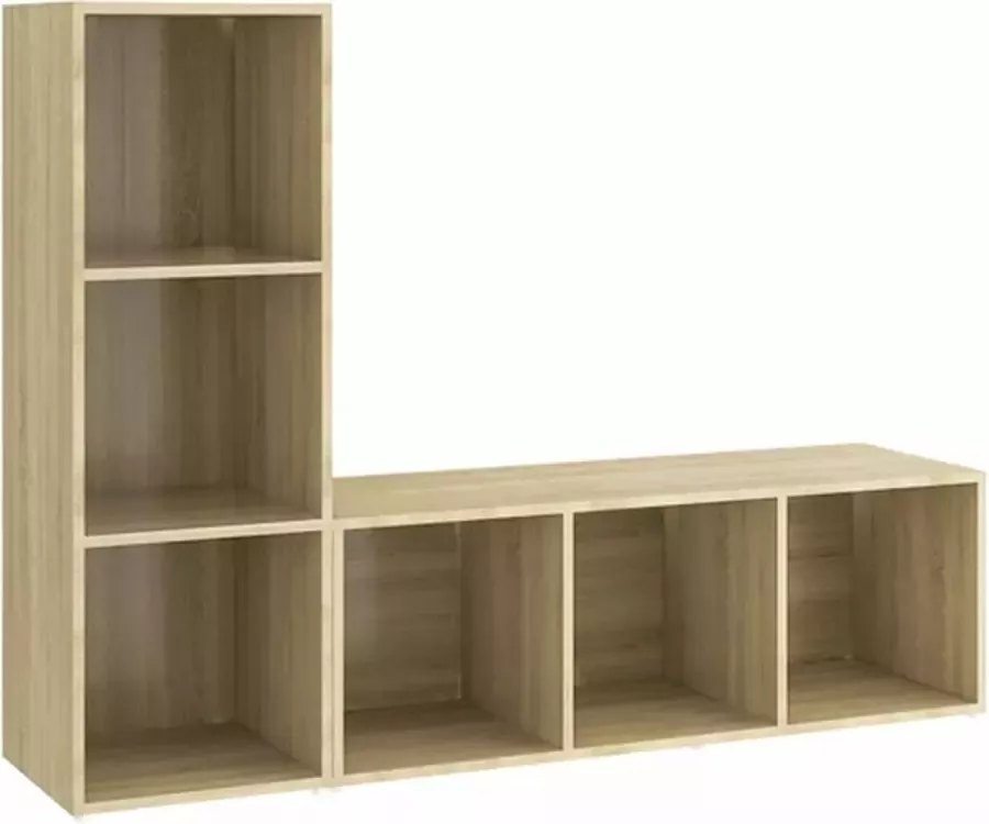 VidaXL Tv-meubelen 2 st 107x35x37 cm bewerkt hout sonoma eikenkleurig - Foto 5