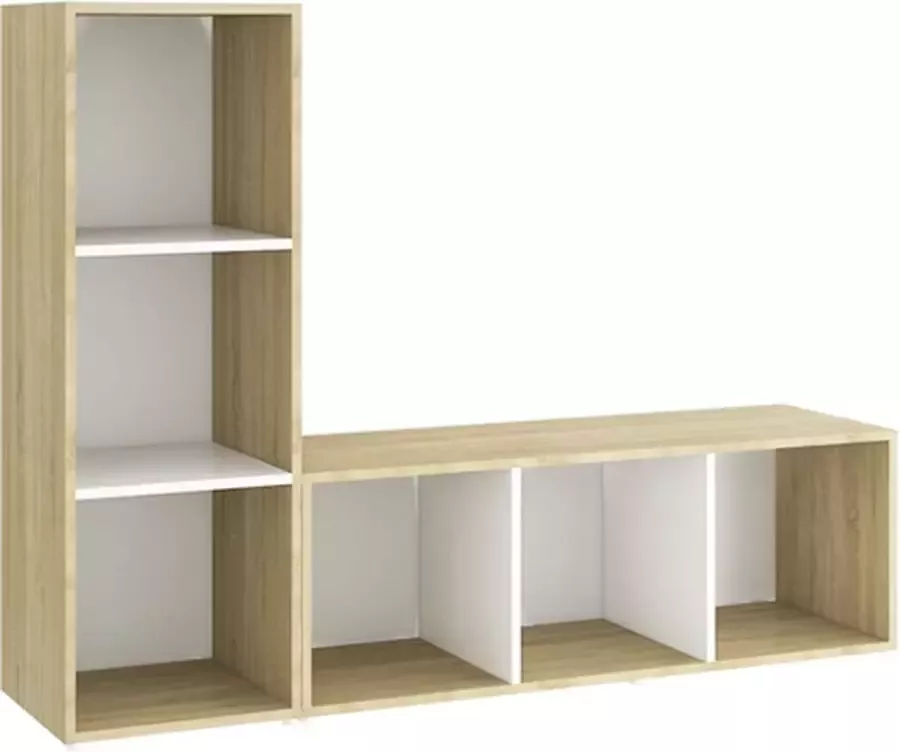 VIDAXL Tv-meubelen 2st 107x35x37 cm bewerkt hout wit sonoma eikenkleur - Foto 5