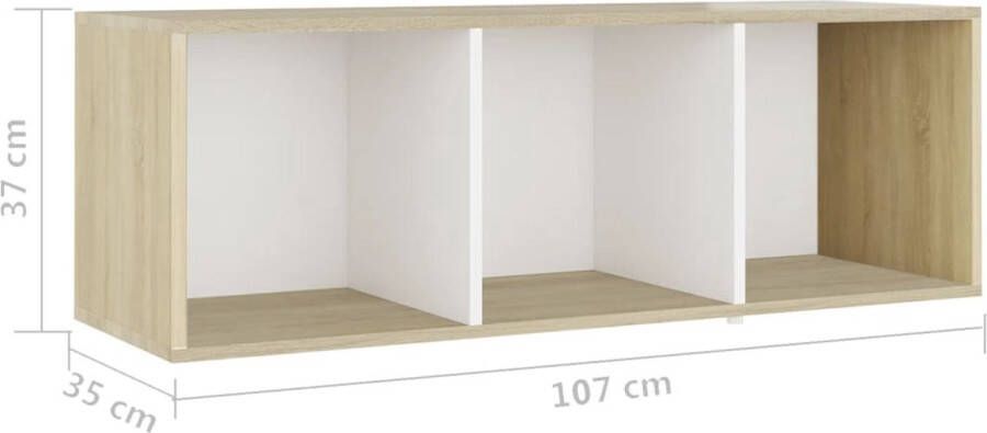 VIDAXL Tv-meubelen 2st 107x35x37 cm bewerkt hout wit sonoma eikenkleur - Foto 4