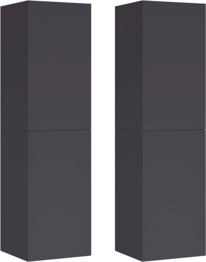 The Living Store Tv-meubels 2 st 30 5x30x110 cm bewerkt hout grijs Tv-meubel Wandmeubel Tv-kast Houten Tv-kast Grijze Tv-kast