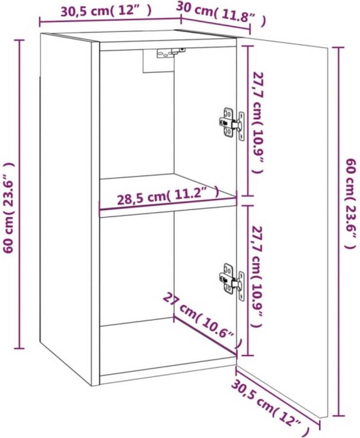 VidaXL -Tv-meubelen-2-st-30 5x30x60-cm-bewerkt-hout-gerookt-eikenkleur - Foto 2