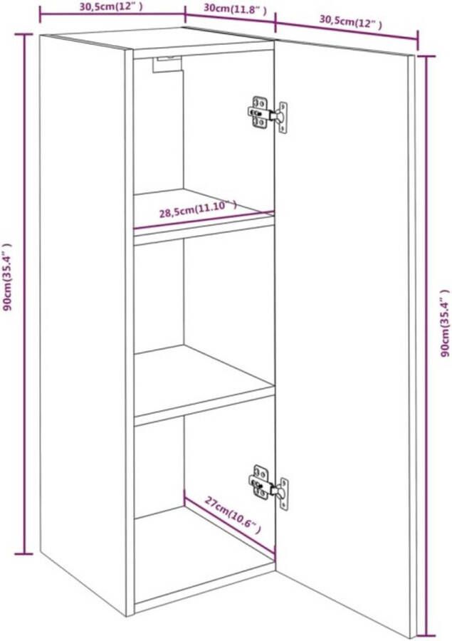 VidaXL -Tv-meubelen-2-st-30 5x30x90-cm-bewerkt-hout-grijs-sonoma-eiken - Foto 2