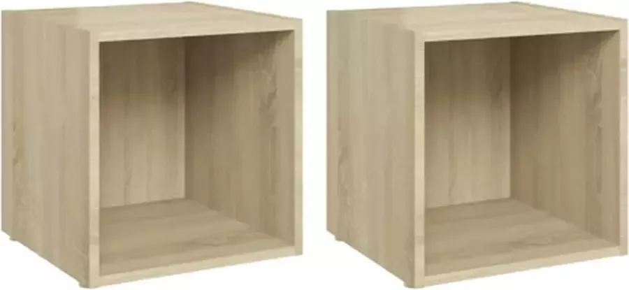 VidaXL -Tv-meubelen-2-st-37x35x37-cm-bewerkt-hout-sonoma-eikenkleurig - Foto 4