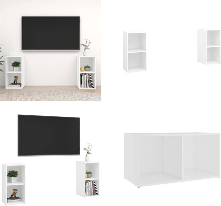 VidaXL Tv-meubelen 2 st 72x35x36-5 cm bewerkt hout wit Tv-kast Tv-kasten Tv-standaard Tv-standaarden