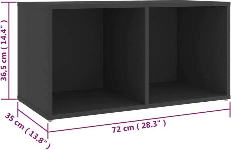 VIDAXL Tv-meubelen 2 st 72x35x36 5 cm bewerkt hout grijs - Foto 6