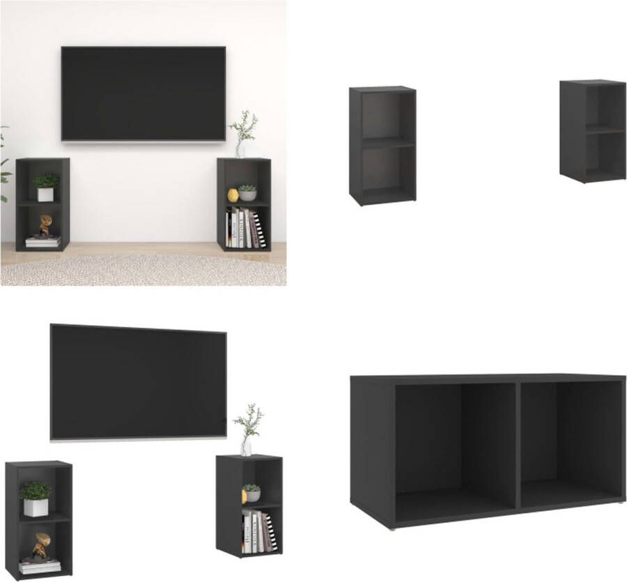 VidaXL Tv-meubelen 2 st 72x35x36-5 cm spaanplaat grijs Tv-kast Tv-kasten Tv-standaard Tv-standaarden