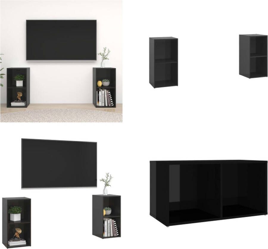 vidaXL Tv-meubelen 2 st 72x35x36-5 cm spaanplaat hoogglans zwart Tv-kast Tv-kasten Tv-standaard Tv-standaarden