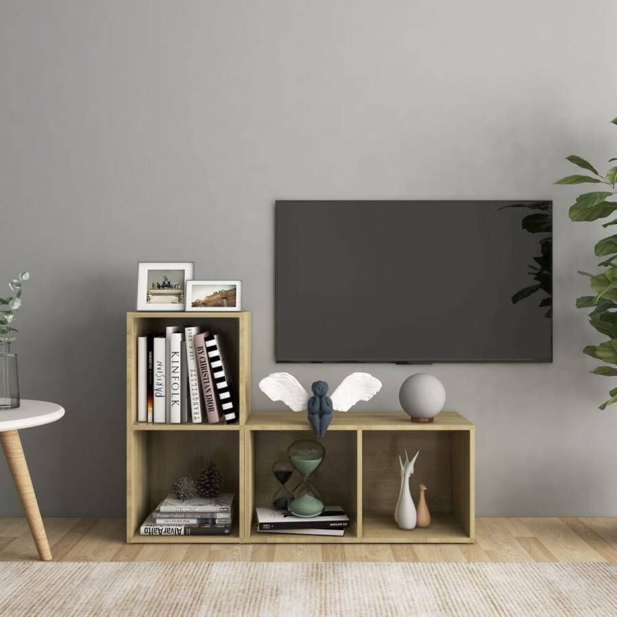 VidaXL Tv-meubelen 2 st 72x35x36 5 cm bewerkt hout sonoma eikenkleurig - Foto 1