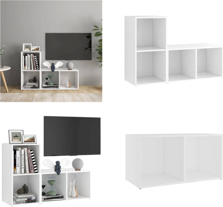 VidaXL Tv-meubelen 2 st 72x35x36-5 cm spaanplaat wit Tv-kast Tv-kasten Tv-standaard Tv-standaarden