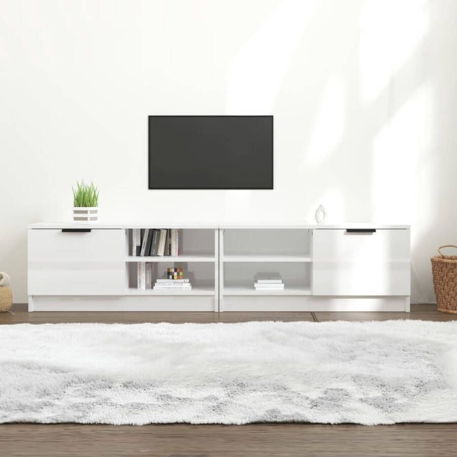 VidaXL -Tv-meubelen-2-st-80x35x36 5-cm-bewerkt-hout-hoogglans-wit - Foto 1