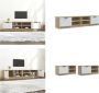 VidaXL Tv-meubelen 2 st 80x35x36-5 cm bewerkt hout wit en sonoma eiken Tv-kast Tv-kasten Tv-meubel Hifi-meubel - Thumbnail 2