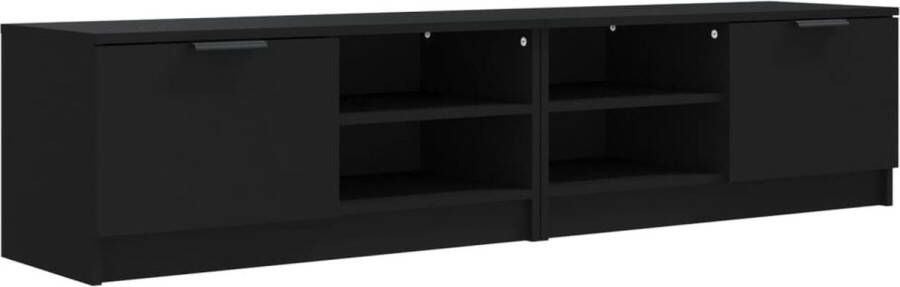 The Living Store TV-meubel Trendy Tv-meubels Afmetingen- 80 x 35 x 36.5 cm Kleur- Zwart Tv Kast Tv Meubels Houten Tv Kast Zwarte Tv Kast Design Tv Kast - Foto 3