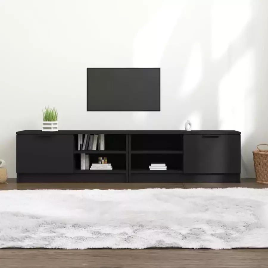 VidaXL -Tv-meubelen-2-st-80x35x36 5-cm-bewerkt-hout-zwart - Foto 1
