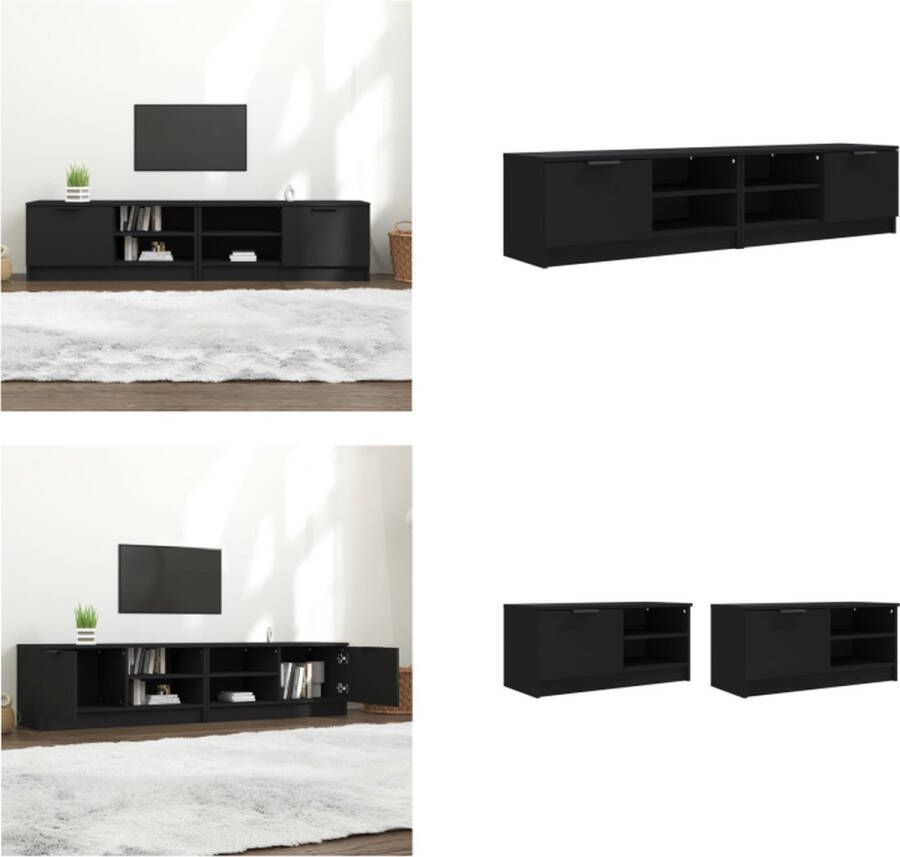 VidaXL Tv-meubelen 2 st 80x35x36-5 cm bewerkt hout zwart Tv-kast Tv-kasten Tv-meubel Hifi-meubel
