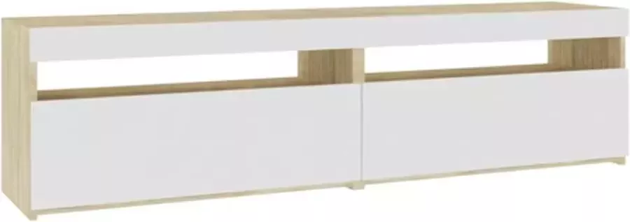 VidaXL -Tv-meubelen-2-st-LED-verlichting-75x35x40-cm-wit-sonoma-eiken - Foto 3