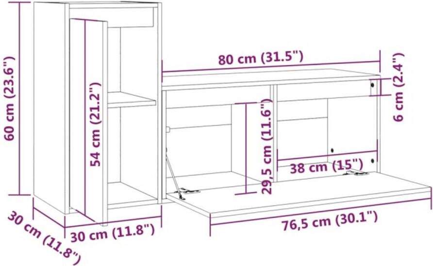 VidaXL -Tv-meubelen-2-st-massief-grenenhout - Foto 3