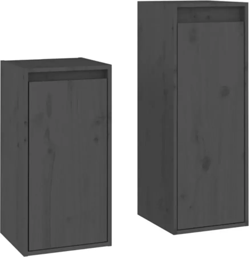 VidaXL -Tv-meubelen-2-st-massief-grenenhout-grijs - Foto 3