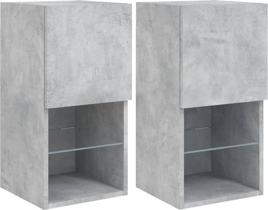 VidaXL -Tv-meubelen-2-st-met-LED-verlichting-30 5x30x60-cm-betongrijs - Foto 4