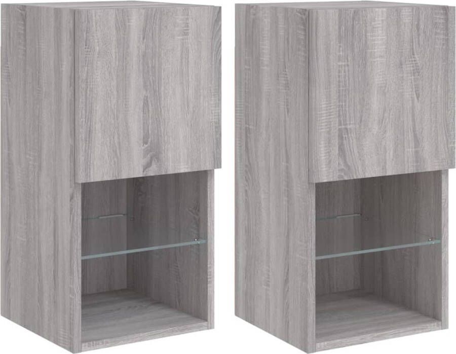 VidaXL -Tv-meubelen-2-st-met-LED-verlichting-30 5x30x60-cm-grijs-sonoma - Foto 4