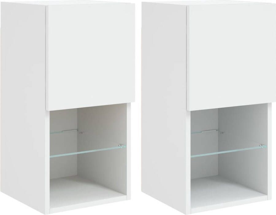 VidaXL -Tv-meubelen-2-st-met-LED-verlichting-30 5x30x60-cm-wit - Foto 3
