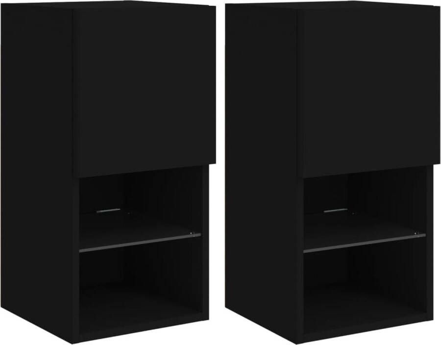 VidaXL -Tv-meubelen-2-st-met-LED-verlichting-30 5x30x60-cm-zwart - Foto 4