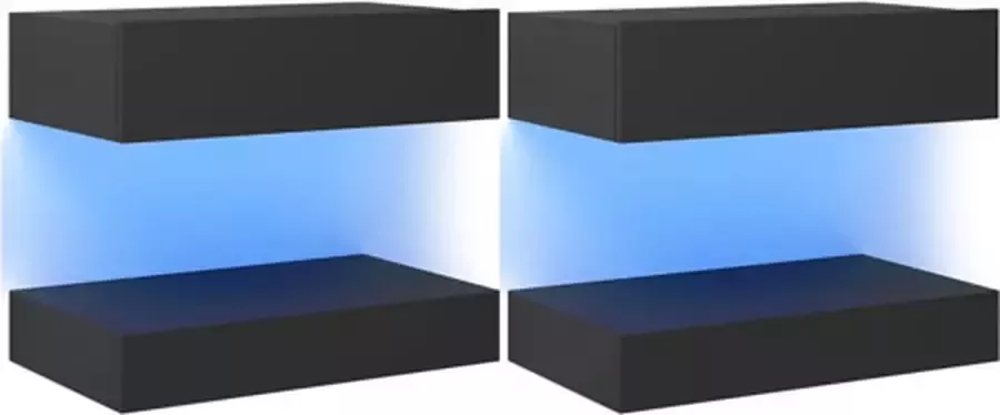 VidaXL -Tv-meubelen-2-st-met-LED-verlichting-60x35-cm-grijs - Foto 2
