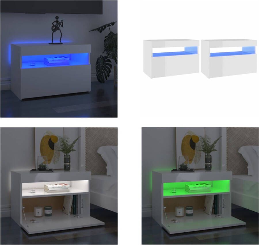 VidaXL -Tv-meubelen-2-st-met-LED-verlichting-60x35x40-cm-hoogglans-wit - Foto 3