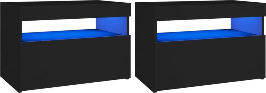 VidaXL -Nachtkastje-2-st-LED-verlichting-60x35x40-cm-bewerkt-hout-zwart - Foto 5