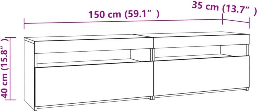 VidaXL -Tv-meubelen-2-st-met-LED-verlichting-75x35x40-cm-betongrijs - Foto 3