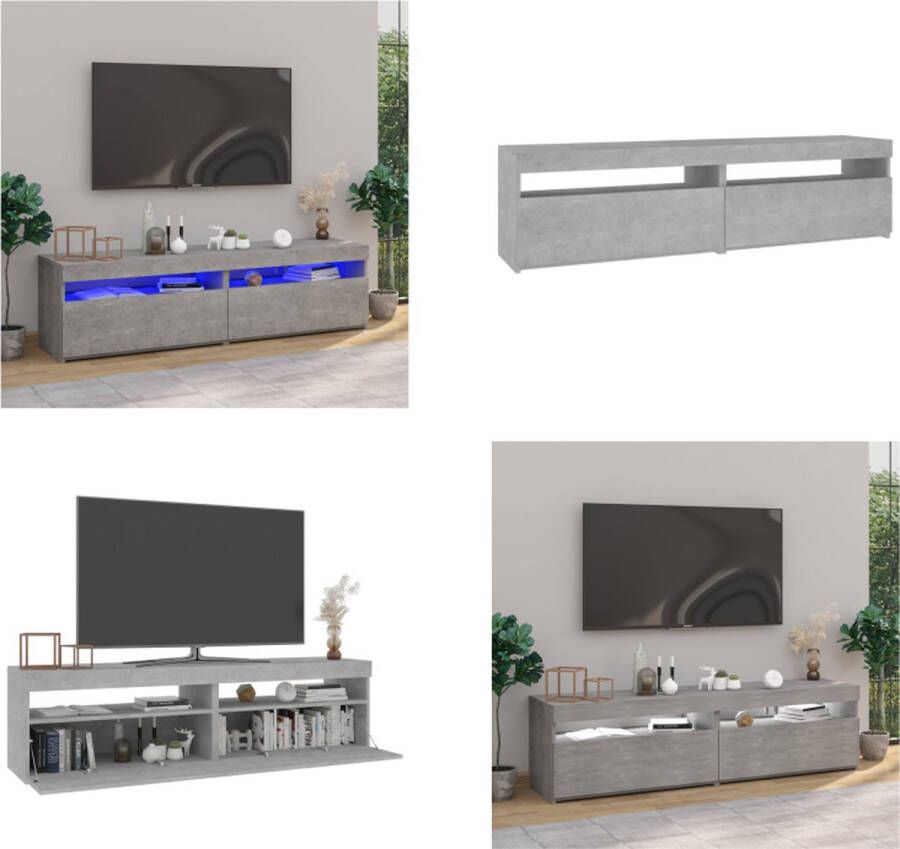 VidaXL Tv-meubelen 2 st met LED-verlichting 75x35x40 cm betongrijs Tv-kast Tv-kasten Tv-meubel Met LED-verlichting