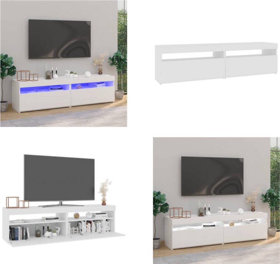 VidaXL Tv-meubelen 2 st met LED-verlichting 75x35x40 cm hoogglans wit Tv-kast Tv-kasten Tv-meubel Met LED-verlichting