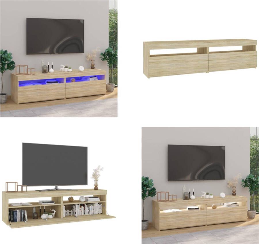 VidaXL Tv-meubelen 2 st met LED-verlichting 75x35x40 cm sonoma eiken Tv-kast Tv-kasten Tv-meubel Met LED-verlichting