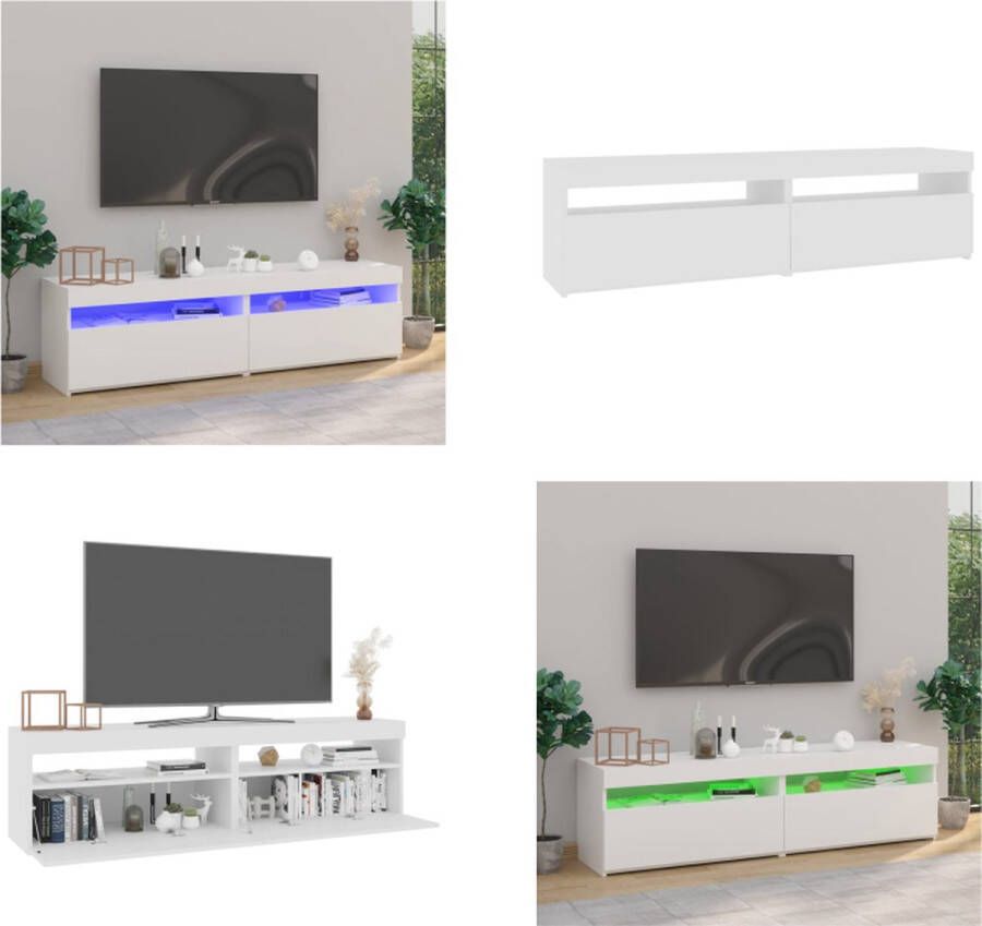 VidaXL Tv-meubelen 2 st met LED-verlichting 75x35x40 cm wit Tv-kast Tv-kasten Tv-meubel Met LED-verlichting